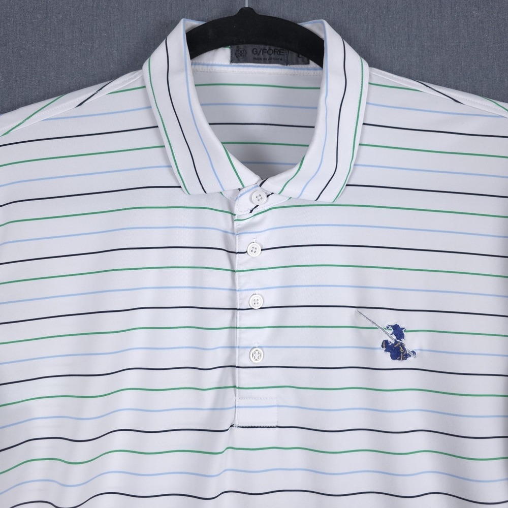 G/Fore Union League Liberty Hill Golf Polo Mens Large White‎ Striped Performance
